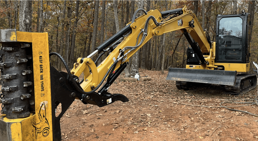 Cat 306 excavator with torrent mulching head